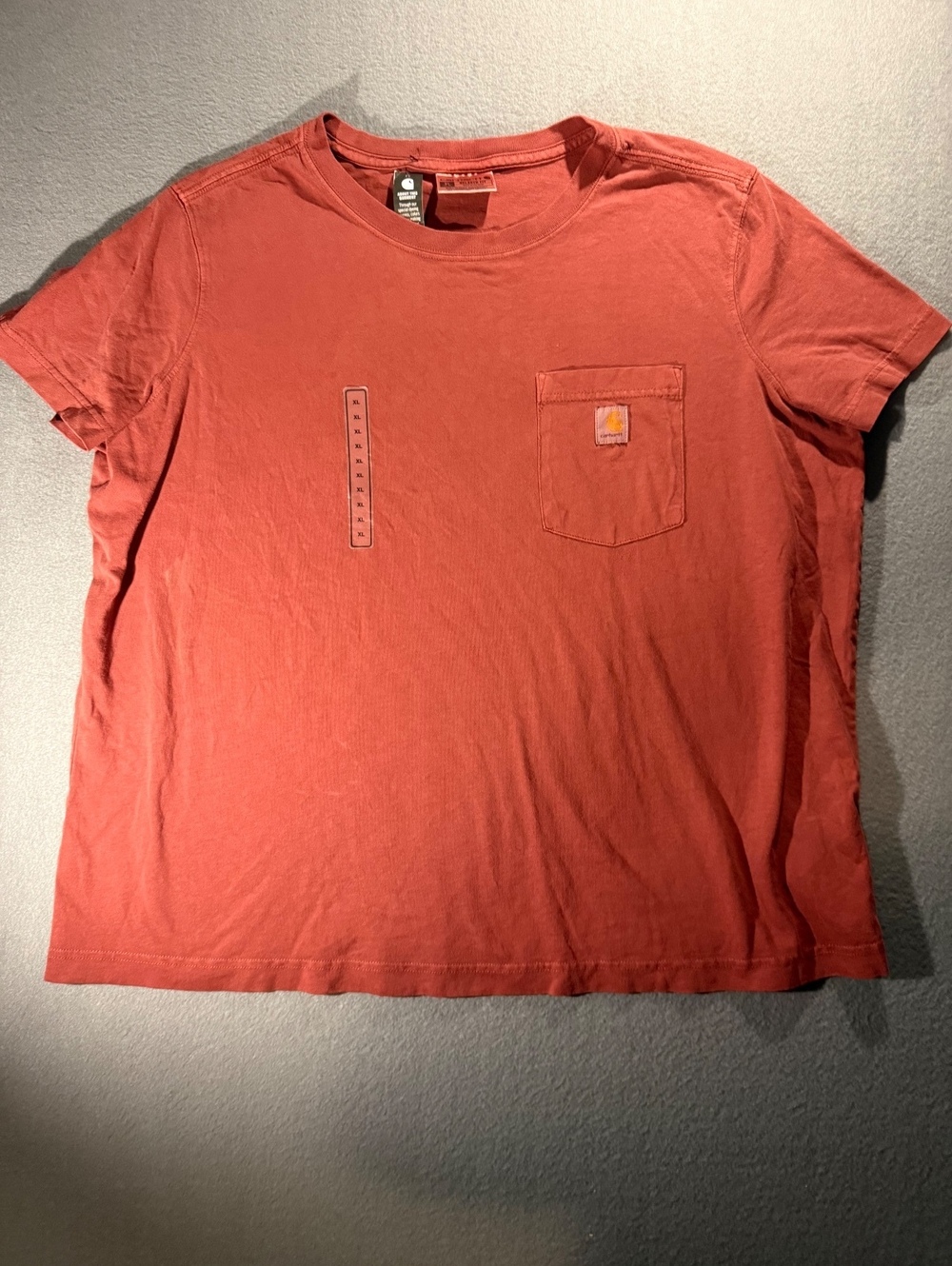 Carhartt Relaxed Fit Rust Orange Pocket T-Shirt Size Large